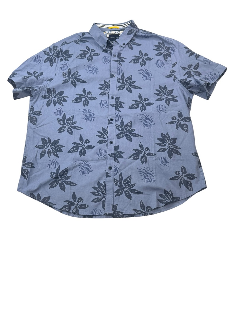 Porter & Ash Mens Light Blue Floral Short-Sleeve Button-Down Shirt Size XL